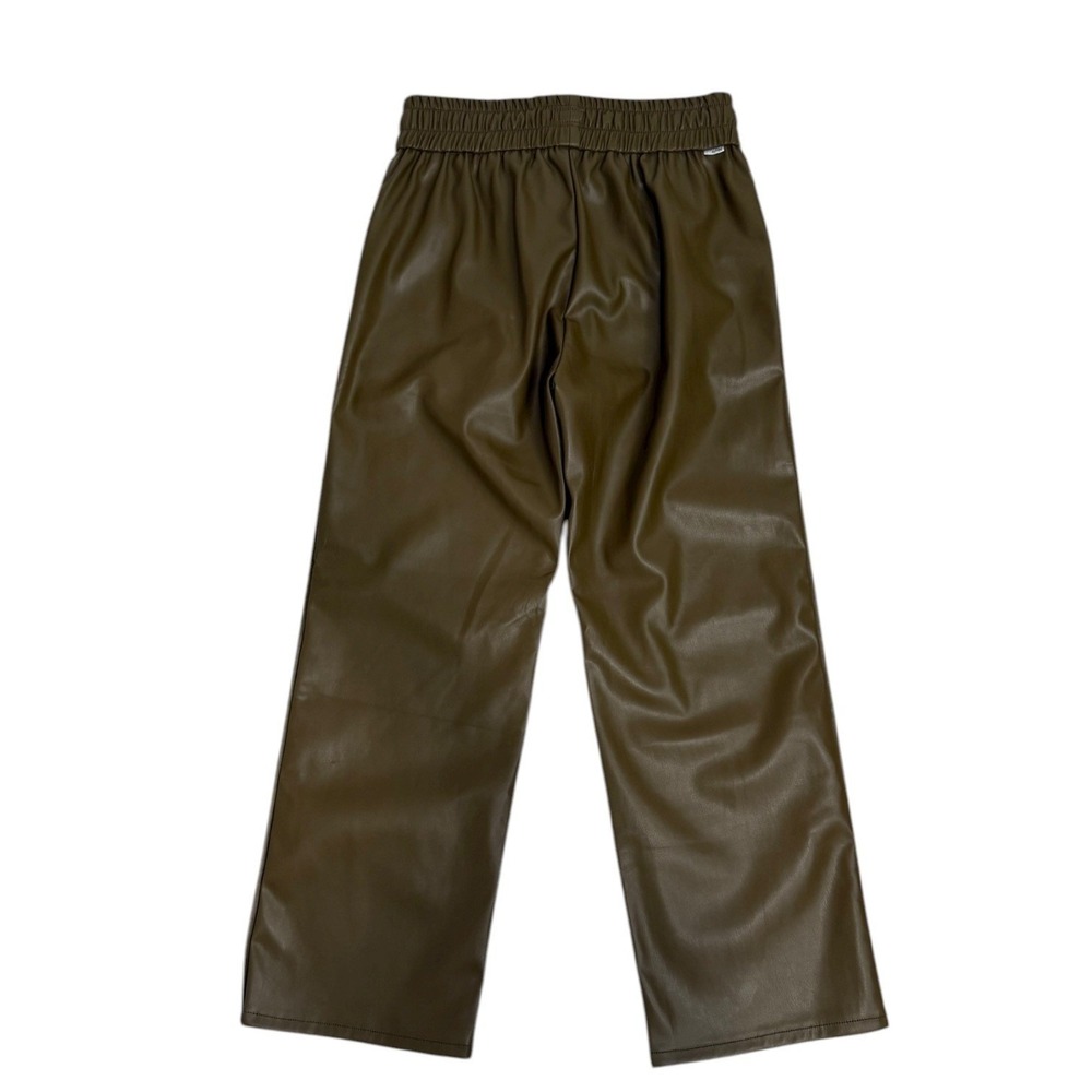 NEW Mother The Rambler Lounger Ankle Pants Size L Faux Leather Tan Olive Green - Picture 4 of 9